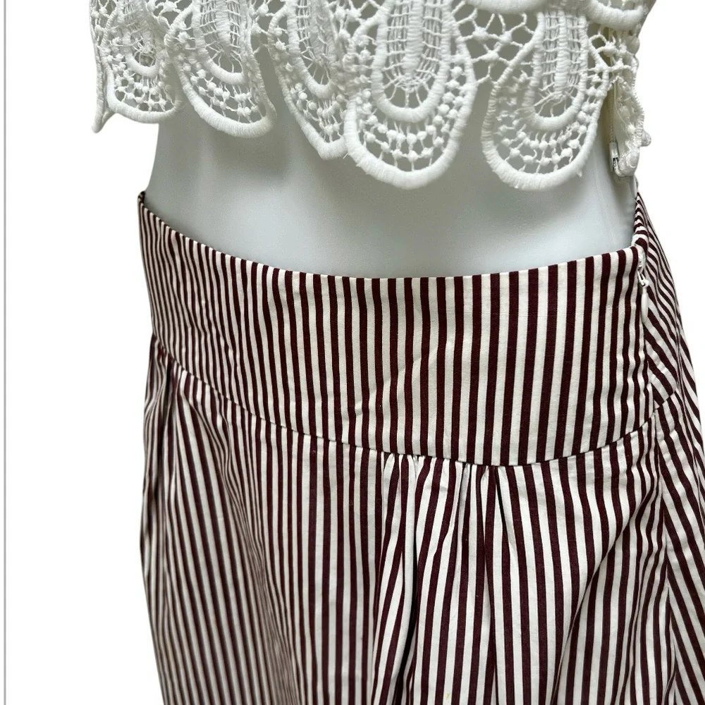 New Powder Pink Brown Striped Skirt‎ A-Line Office Siren School Teacher 3D Artsy